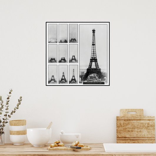 Tower van Gustav Eiffel in aanbouw Poster (Keuken)