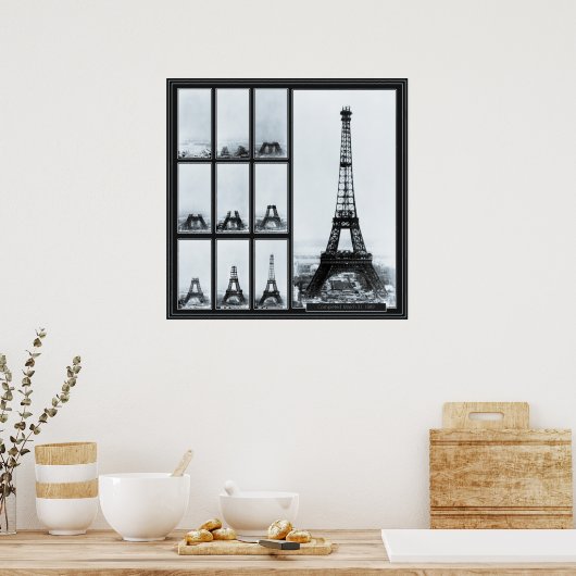 Tower van Gustav Eiffel in aanbouw Poster (Keuken)