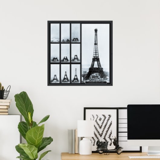 Tower van Gustav Eiffel in aanbouw Poster (Thuiskantoor)