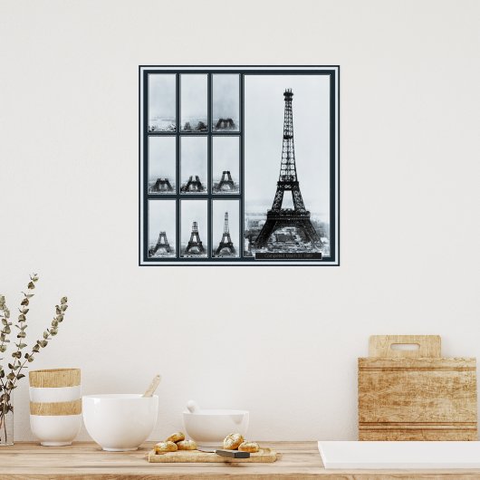 Tower van Gustav Eiffel in aanbouw Poster (Keuken)