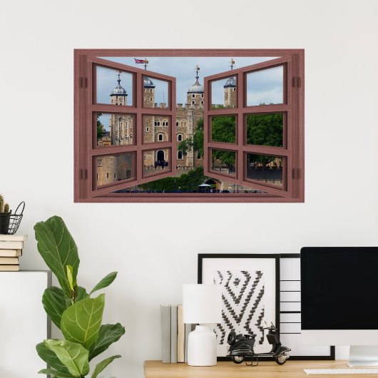 Tower van Londen 6-puit open Poster (Thuiskantoor)