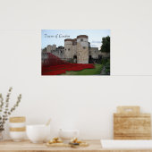 Tower van Londen met keramische papavers - Poster (Keuken)