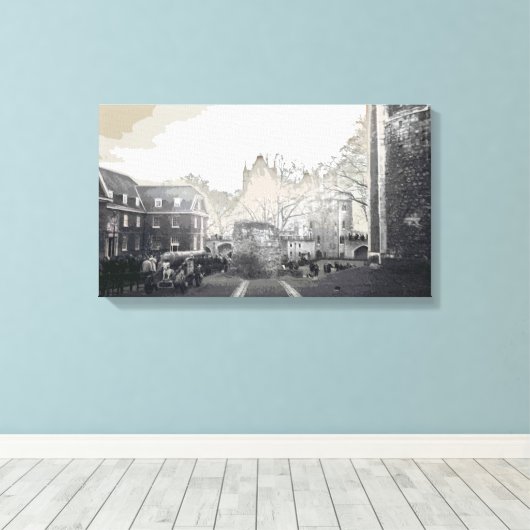 Tower van London  Black and White Canvas Afdruk (Insitu (Houten vloer))