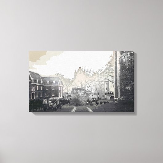 Tower van London  Black and White Canvas Afdruk (Voorkant)