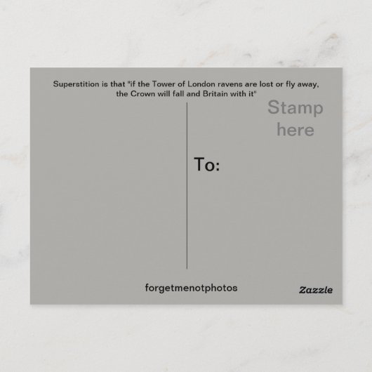 Tower van London Ravens Briefkaart (Achterkant)