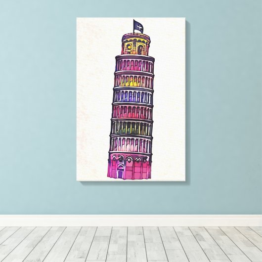 Tower van Pisa Canvas Afdruk (Insitu (Houten vloer))