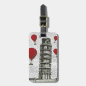 Tower van Pisa en Red Hot Air-ballonnen Bagagelabel (Voorkant verticaal)