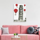 Tower van Pisa en Red Hot Air-ballonnen Canvas Afdruk (Insitu (Woonkamer))