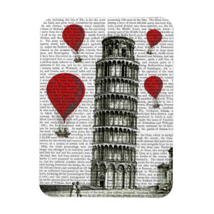 Tower van Pisa en Red Hot Air-ballonnen Magneet