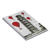 Tower van Pisa en Red Hot Air-ballonnen Notitieboek (Rechterzijde)