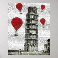 Tower van Pisa en Red Hot Air-ballonnen