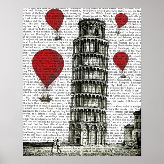 Tower van Pisa en Red Hot Air-ballonnen Poster (Voorkant)