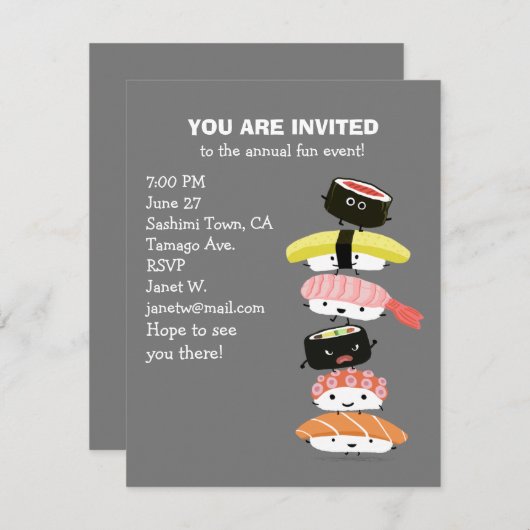 Tower van Sushi - Een ruggengraat van Fun Sushi Fr Kaart (Voorkant / Achterkant)