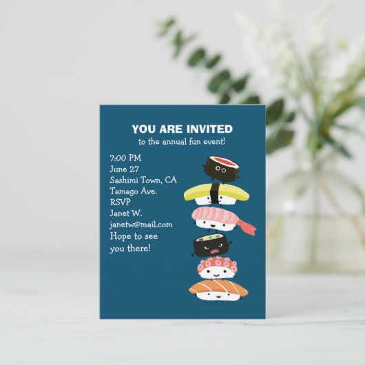 Tower van Sushi - Een ruggengraat van Fun Sushi Fr Kaart (Staand voorkant)