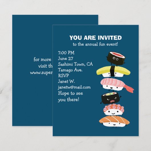 Tower van Sushi - Een ruggengraat van Fun Sushi Fr Kaart (Voorkant / Achterkant)