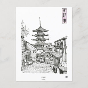 Tower van Yasaka Kyoto Cityscape Japan Briefkaart