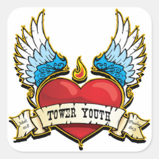 Tower Youth Heart Sticker vierkant