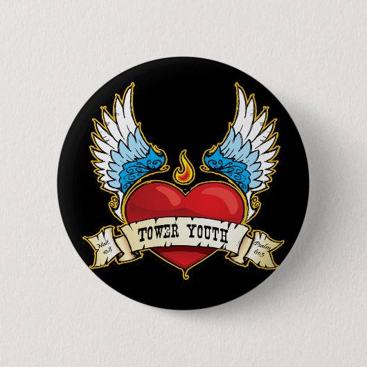 Tower Youth Tattoo Heart Button (Voorkant)