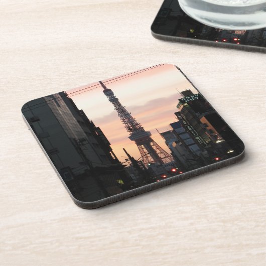 Tower - zondzonnettoren van Tokio 東 ワ ー 日 京 タ の Bier Onderzetter (Linkerzijde)