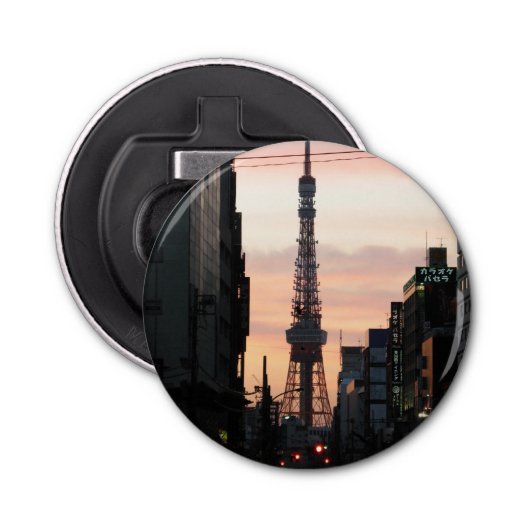 Tower - zondzonnettoren van Tokio 東 ワ ー 日 京 タ の Button Flesopener (Voorkant)