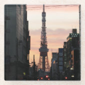 Tower - zondzonnettoren van Tokio 東 ワ ー 日 京 タ の Glazen Onderzetter (Voorkant)