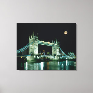 Towerbrug bij Night, Londen, Engeland Canvas Afdruk