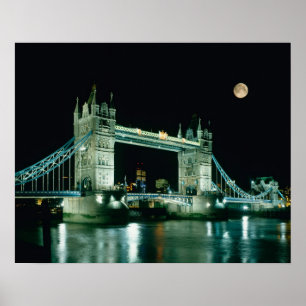Towerbrug bij Night, Londen, Engeland Poster