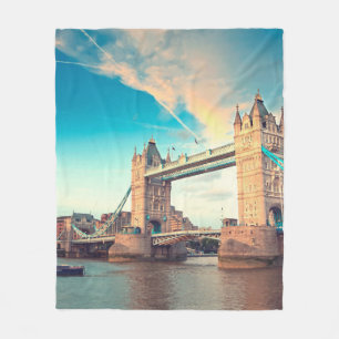 Towerbrug bij zonsondergang, Londen, londen, brid Fleece Deken
