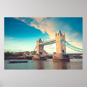Towerbrug bij zonsondergang, Londen, londen, brid Poster