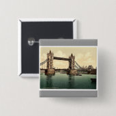 Towerbrug, III. (open), Londen, Engeland zeldzame Vierkante Button 5,1 Cm (Voorkant /achterkant)