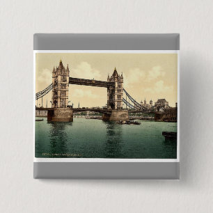 Towerbrug, III. (open), Londen, Engeland zeldzame Vierkante Button 5,1 Cm