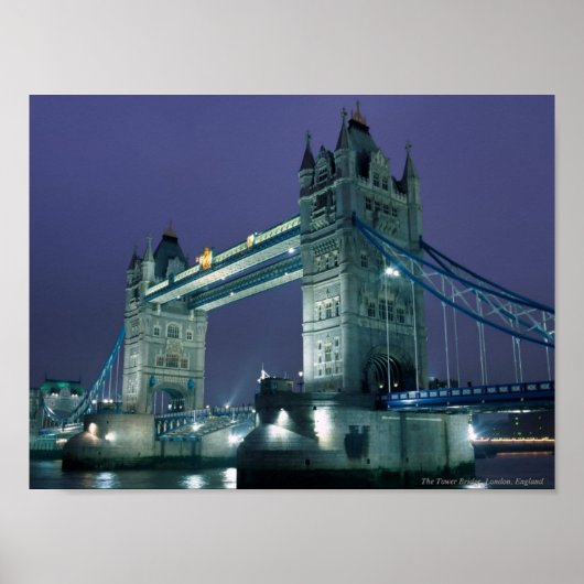 Towerbrug 's nachts, Londen, Engeland Poster (Voorkant)