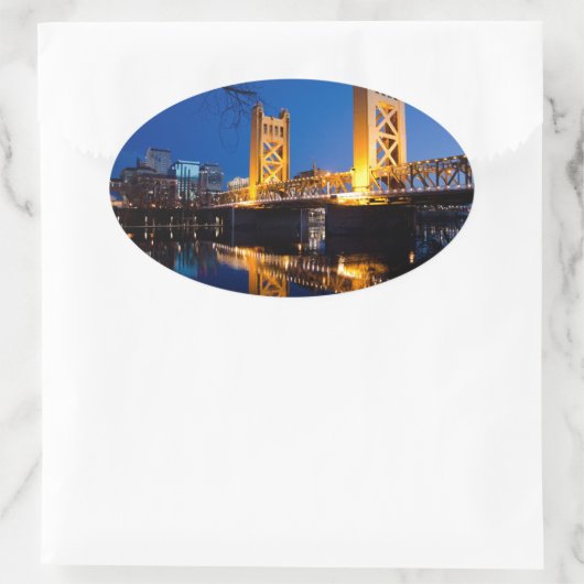Towerbrug - Sacramento, CA Ovale Sticker (Tas)