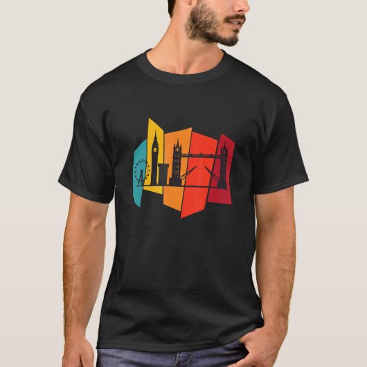 Towerbrug van Londen Skyline Retro England T-shirt (Voorkant)