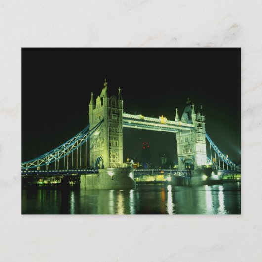 Towerbrug verlicht 's avonds, Londen, E Briefkaart (Voorkant)