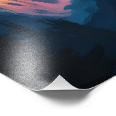 Towering Mountain Silhouet Wolf Sunset Foto Afdruk (Hoek)