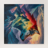 Towering Mountain Silhouet Wolf Sunset Legpuzzel (Horizontaal)