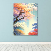 Towering Titan: Een majestueuze boom in het bos Canvas Afdruk (Insitu (Houten vloer))