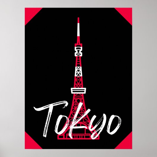Towerschets van Tokio Minato, Tokio, Japan Poster (Voorkant)