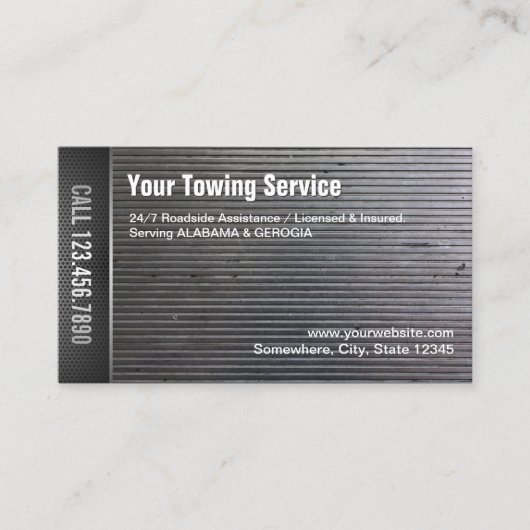Towing Service Professional Grunge Metal Visitekaartje (Voorkant)
