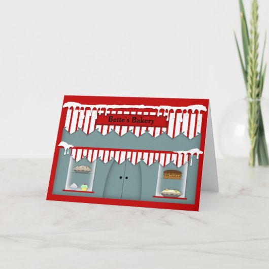 Town Bakery Custom Name Kerstmis Kaart (Voorkant)
