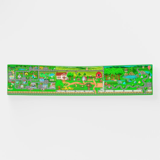 Town-Boerderij-Campground Wegen voor Auto's 2.5x12 Spandoek (Horizontaal)