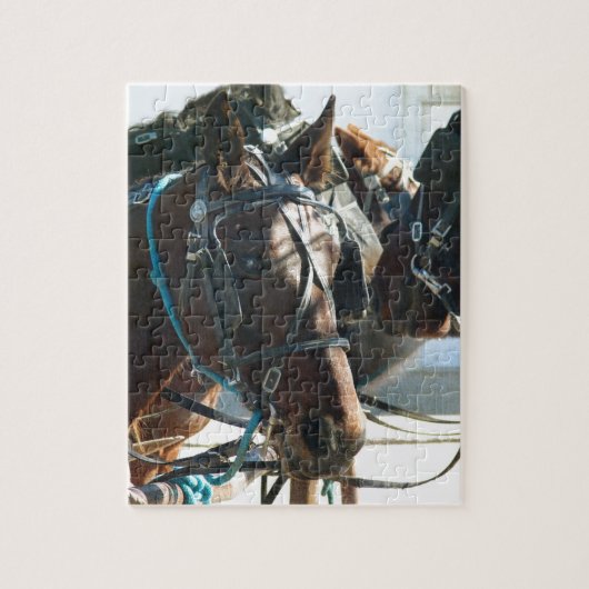 Town Hall Meeting Amish Buggy Horses Legpuzzel (Verticaal)