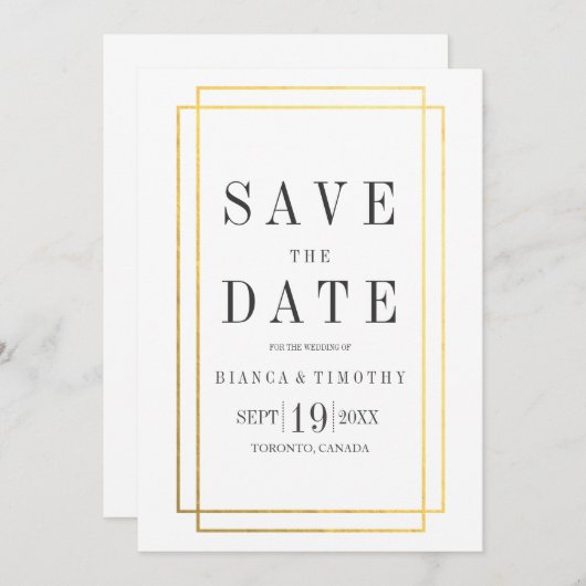 Town Hall Typografie Save the Date (Voorkant / Achterkant)