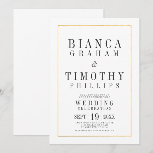 Town Hall Typography Huwelijksfeest Uitnodigen Kaart (Voorkant / Achterkant)