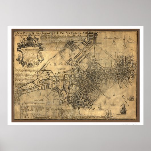 Town of Boston Map - 1769 Poster (Voorkant)
