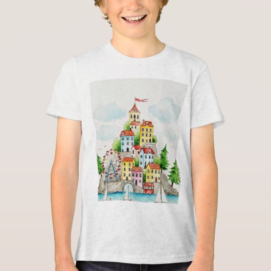 Town on an island Tri-Blend Shirt (Voorkant)