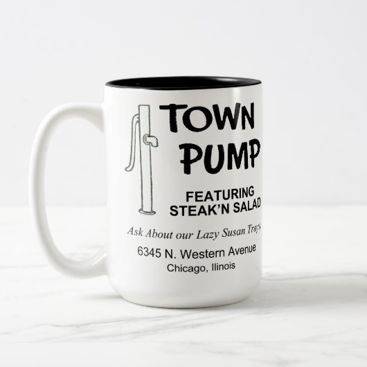 Town Pump Restaurant, Chicago, Verenigde Staten Tweekleurige Koffiemok (Links)