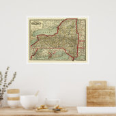 Town & Railroad New York Map 1888 Poster (Keuken)