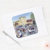 Town Square in Bourgogne Vierkante Sticker (Envelop)